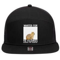 Wanted For 93 Felonies Across The Country Capybara Mugshot 7 Panel Mesh Trucker Snapback Hat
