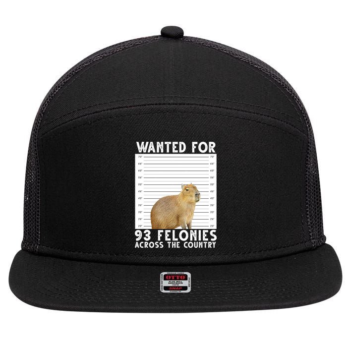 Wanted For 93 Felonies Across The Country Capybara Mugshot 7 Panel Mesh Trucker Snapback Hat