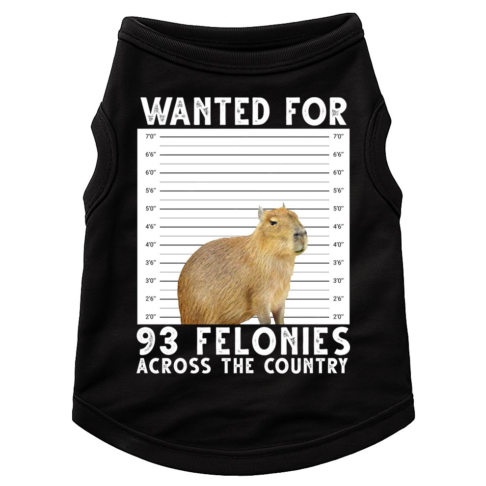 Wanted For 93 Felonies Across The Country Capybara Mugshot Doggie Tank