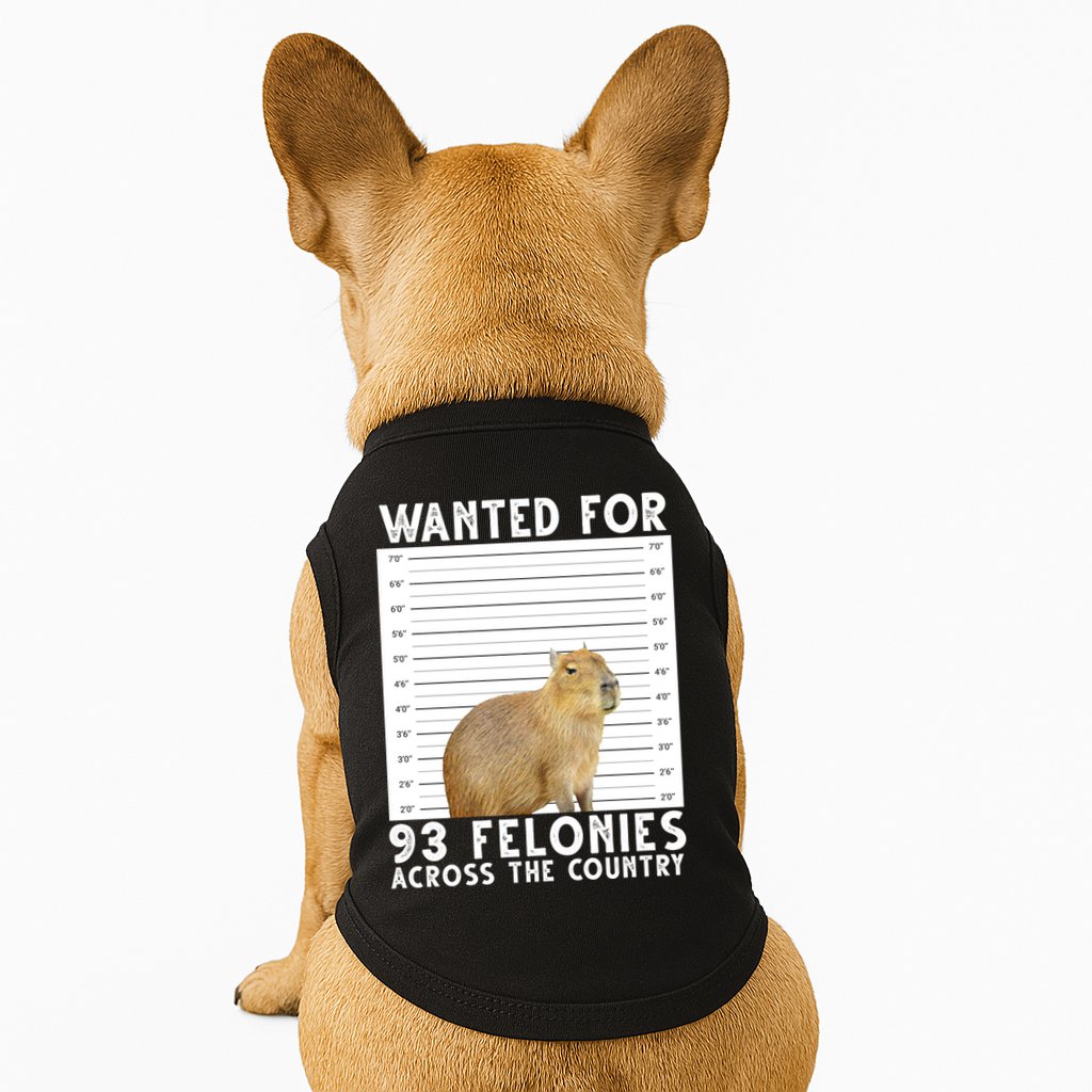 Wanted For 93 Felonies Across The Country Capybara Mugshot Doggie Tank