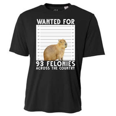 Wanted For 93 Felonies Across The Country Capybara Mugshot Cooling Performance Crew T-Shirt