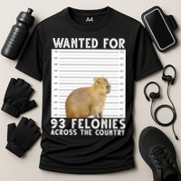 Wanted For 93 Felonies Across The Country Capybara Mugshot Performance Shirt