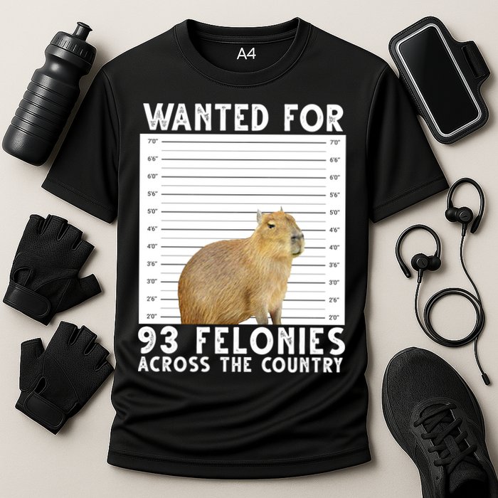Wanted For 93 Felonies Across The Country Capybara Mugshot Performance Shirt