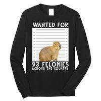 Wanted For 93 Felonies Across The Country Capybara Mugshot Long Sleeve Shirt