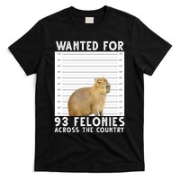 Wanted For 93 Felonies Across The Country Capybara Mugshot T-Shirt