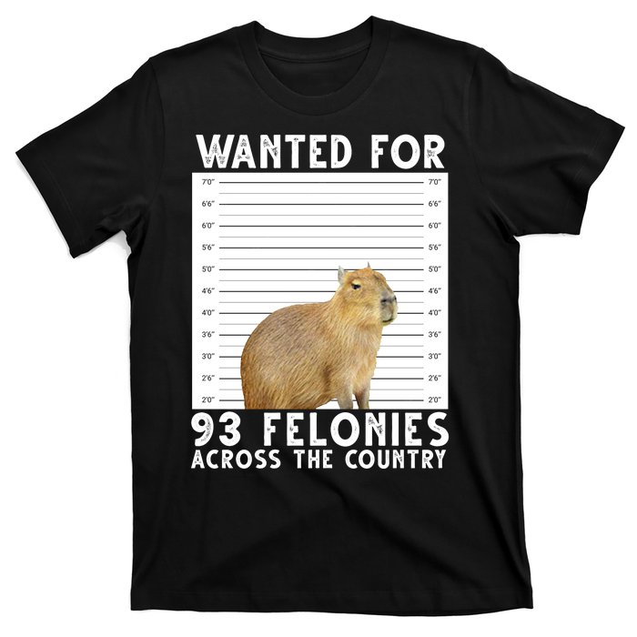 Wanted For 93 Felonies Across The Country Capybara Mugshot T-Shirt