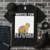 Wanted For 93 Felonies Across The Country Capybara Mugshot Tall T-Shirt