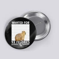 Wanted For 93 Felonies Across The Country Capybara Mugshot Button