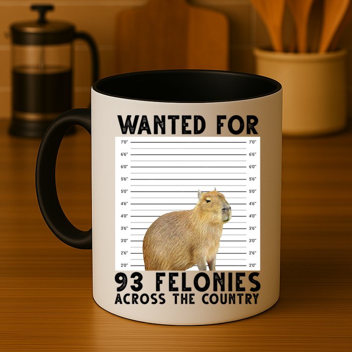 Wanted For 93 Felonies Across The Country Capybara Mugshot Mug
