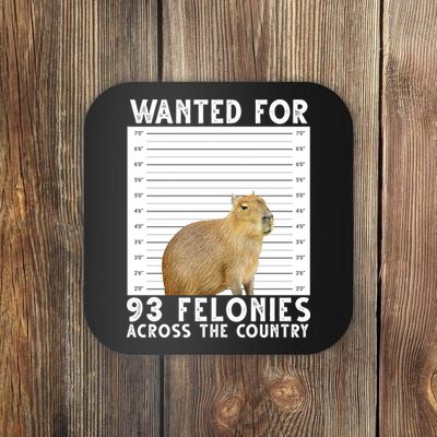 Wanted For 93 Felonies Across The Country Capybara Mugshot Coaster