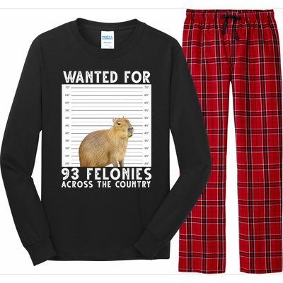 Wanted For 93 Felonies Across The Country Capybara Mugshot Long Sleeve Pajama Set