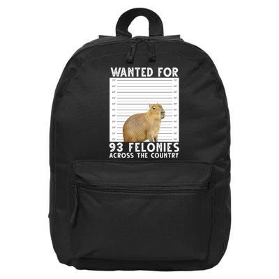 Wanted For 93 Felonies Across The Country Capybara Mugshot 16 in Basic Backpack