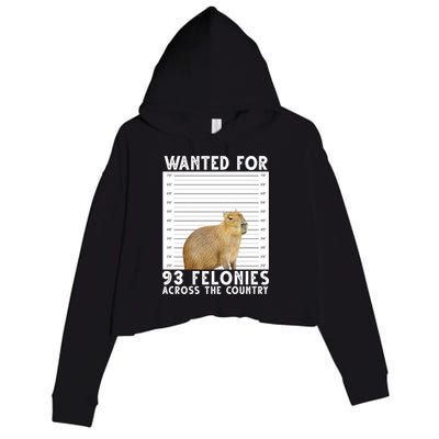 Wanted For 93 Felonies Across The Country Capybara Mugshot Crop Fleece Hoodie
