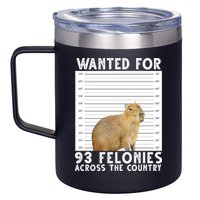 Wanted For 93 Felonies Across The Country Capybara Mugshot 12oz Stainless Steel Coffee Mug
