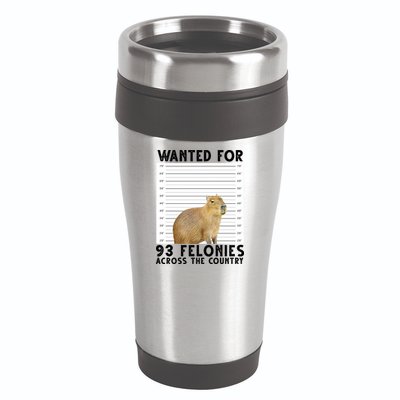Wanted For 93 Felonies Across The Country Capybara Mugshot 16oz Travel Tumbler