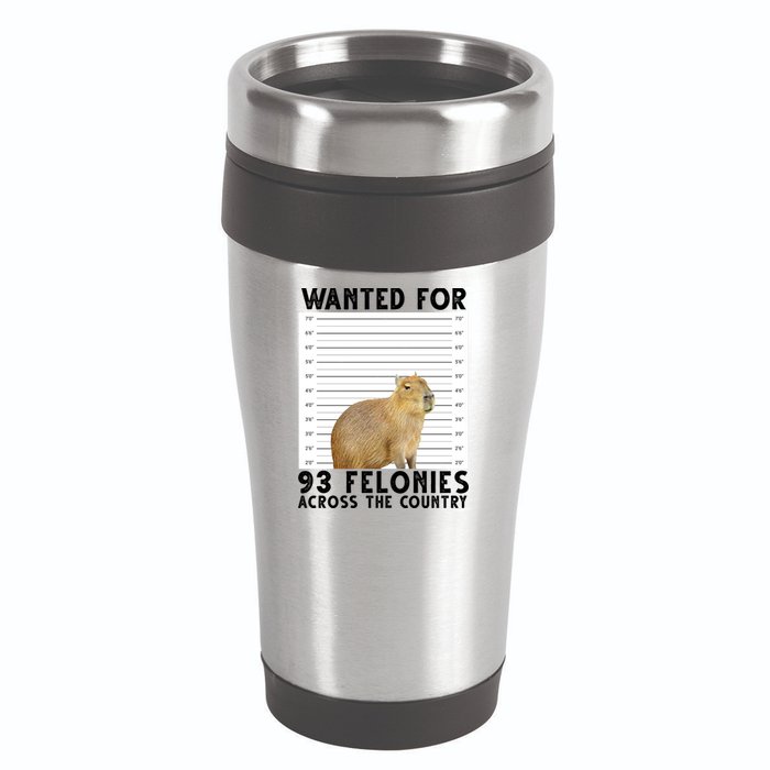 Wanted For 93 Felonies Across The Country Capybara Mugshot 16oz Travel Tumbler