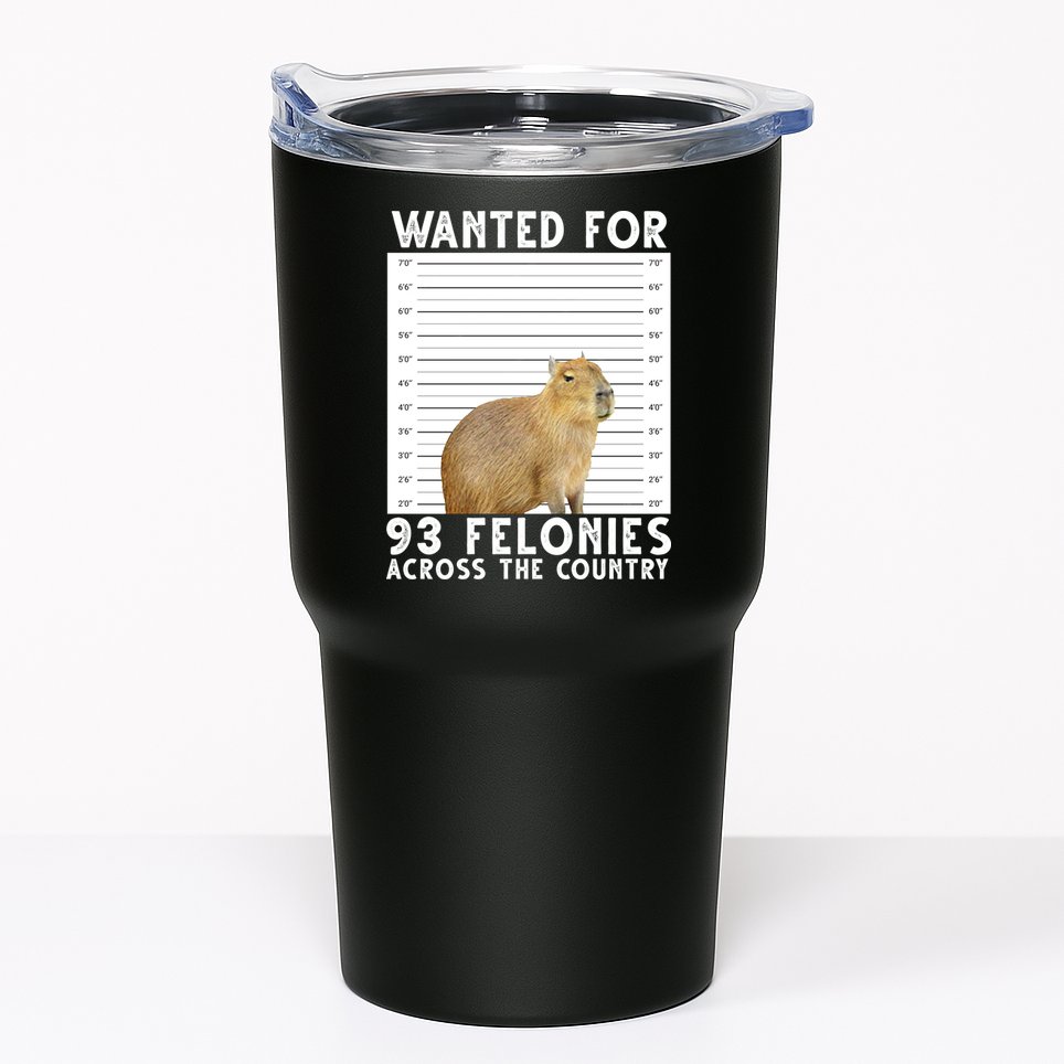 Wanted For 93 Felonies Across The Country Capybara Mugshot Tumbler