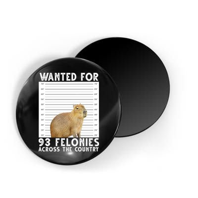 Wanted For 93 Felonies Across The Country Capybara Mugshot Magnet