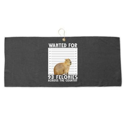 Wanted For 93 Felonies Across The Country Capybara Mugshot Large Microfiber Waffle Golf Towel