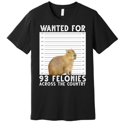 Wanted For 93 Felonies Across The Country Capybara Mugshot Premium T-Shirt