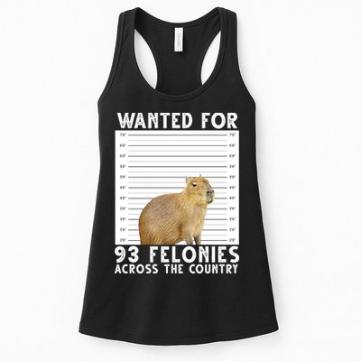 Wanted For 93 Felonies Across The Country Capybara Mugshot Womens Tank Top