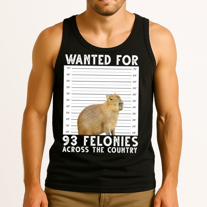 Wanted For 93 Felonies Across The Country Capybara Mugshot Tank Top