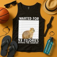 Wanted For 93 Felonies Across The Country Capybara Mugshot Tank Top