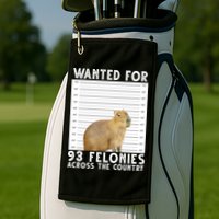 Wanted For 93 Felonies Across The Country Capybara Mugshot Golf Towel