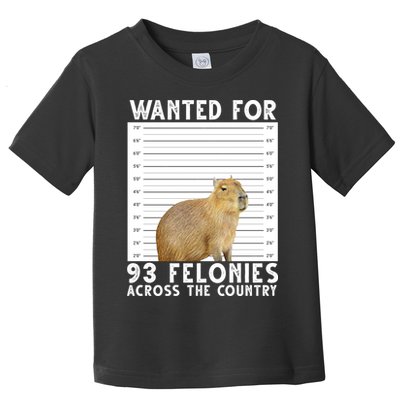 Wanted For 93 Felonies Across The Country Capybara Mugshot Toddler T-Shirt