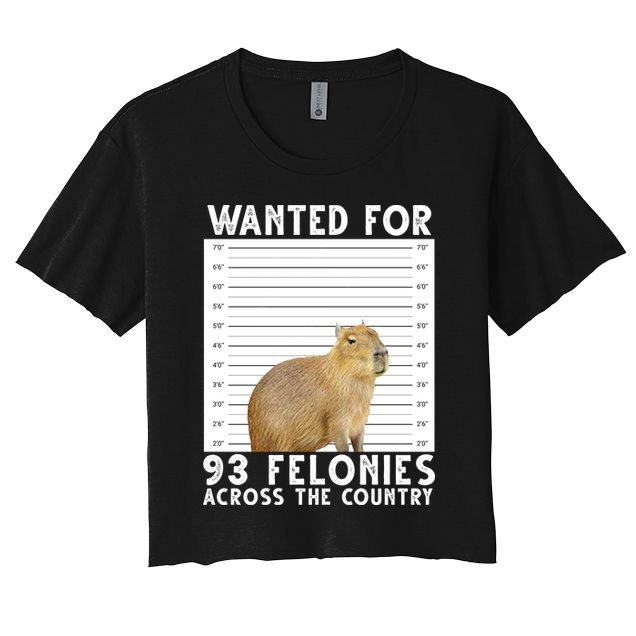 Wanted For 93 Felonies Across The Country Capybara Mugshot Crop Top