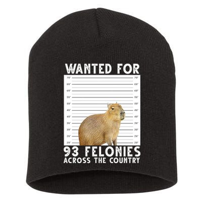 Wanted For 93 Felonies Across The Country Capybara Mugshot Short Acrylic Beanie