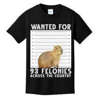 Wanted For 93 Felonies Across The Country Capybara Mugshot Kids T-Shirt