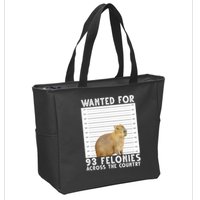 Wanted For 93 Felonies Across The Country Capybara Mugshot Zip Tote Bag