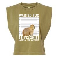Wanted For 93 Felonies Across The Country Capybara Mugshot Garment-Dyed Women's Muscle Tee
