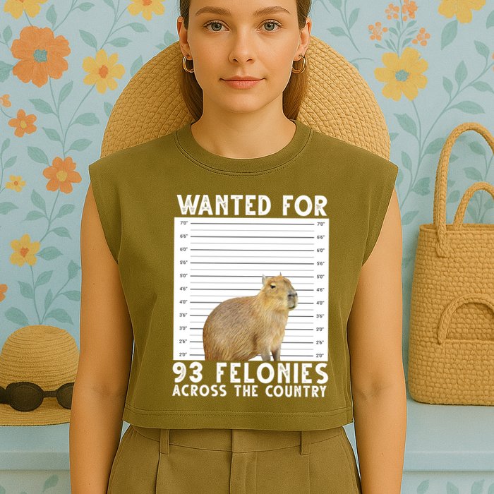 Wanted For 93 Felonies Across The Country Capybara Mugshot Garment-Dyed Women's Muscle Tee