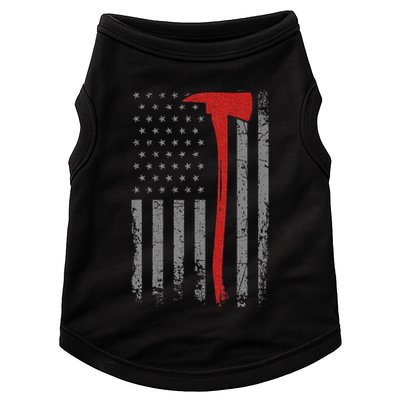 Wildland Firefighter Axe American Flag Thin Red Line Fireman Doggie Tank