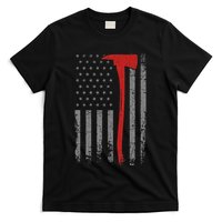 Wildland Firefighter Axe American Flag Thin Red Line Fireman T-Shirt