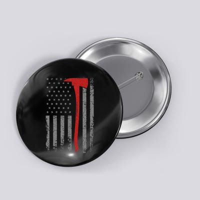 Wildland Firefighter Axe American Flag Thin Red Line Fireman Button