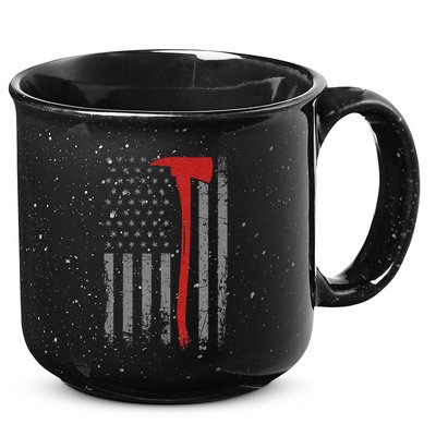 Wildland Firefighter Axe American Flag Thin Red Line Fireman 15oz Campfire Ceramic Mug