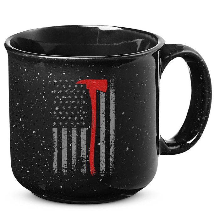 Wildland Firefighter Axe American Flag Thin Red Line Fireman 15oz Campfire Ceramic Mug