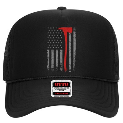 Wildland Firefighter Axe American Flag Thin Red Line Fireman Trucker Hat