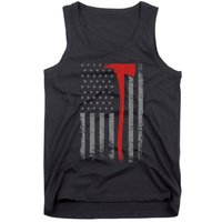 Wildland Firefighter Axe American Flag Thin Red Line Fireman Tank Top