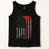 Wildland Firefighter Axe American Flag Thin Red Line Fireman Tank Top