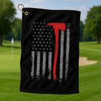 Wildland Firefighter Axe American Flag Thin Red Line Fireman Golf Towel