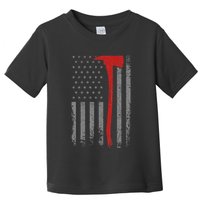 Wildland Firefighter Axe American Flag Thin Red Line Fireman Toddler T-Shirt
