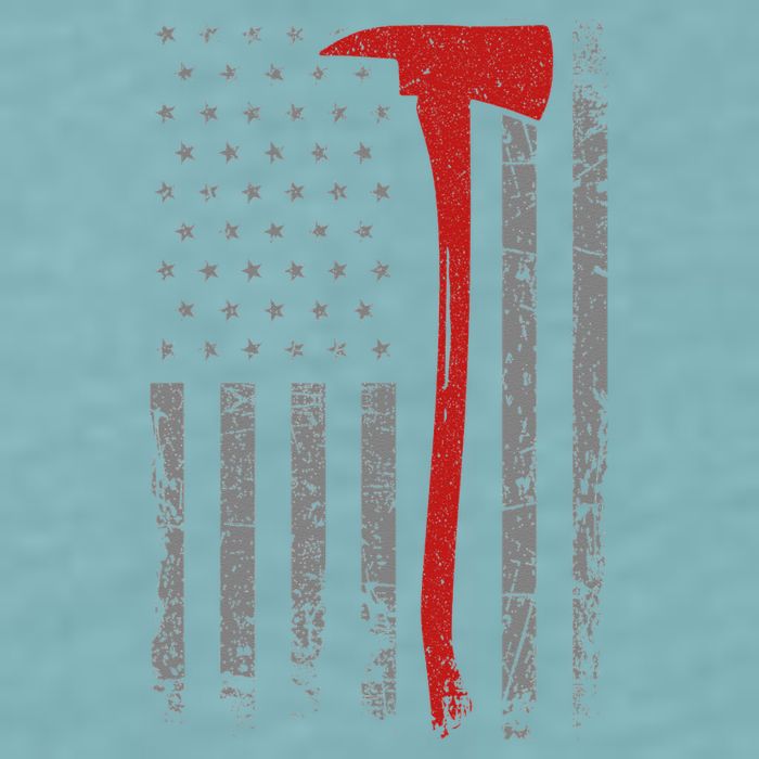 Wildland Firefighter Axe American Flag Thin Red Line Fireman Sueded Cloud Jersey T-Shirt
