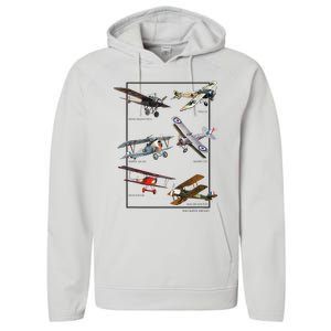 Wwi Fighters Airplanes Performance Fleece Hoodie