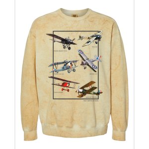 Wwi Fighters Airplanes Colorblast Crewneck Sweatshirt