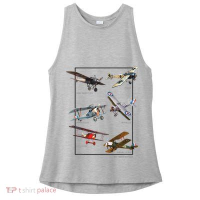 Wwi Fighters Airplanes Ladies PosiCharge Tri-Blend Wicking Tank