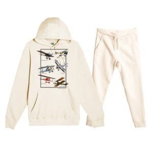 Wwi Fighters Airplanes Premium Hooded Sweatsuit Set